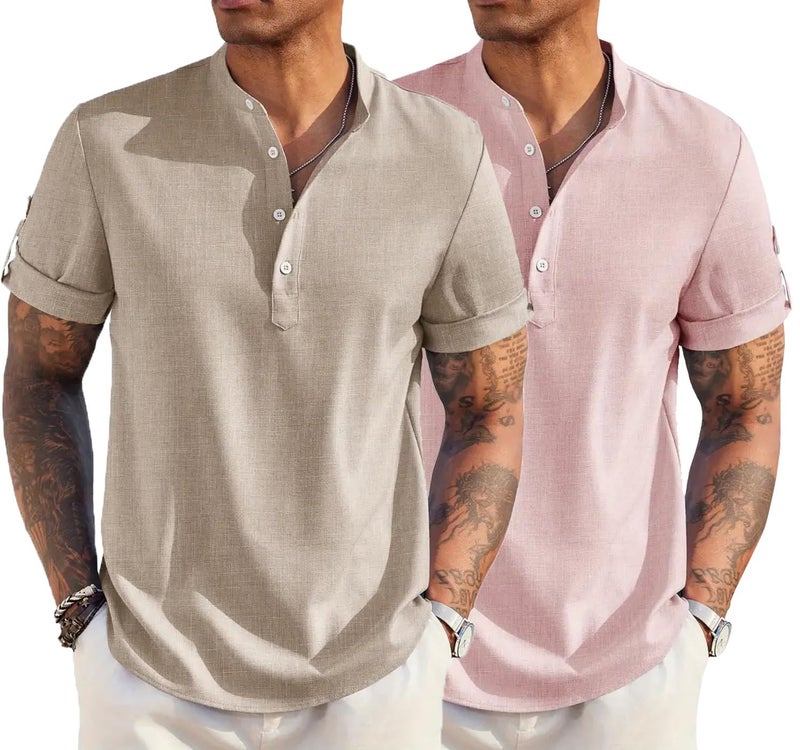 Lymio Regular Fit Shirt for Men|| Men Stylish Shirt (Short-Kurta-03-04-Chiku-Pink-2XL) - Image 1