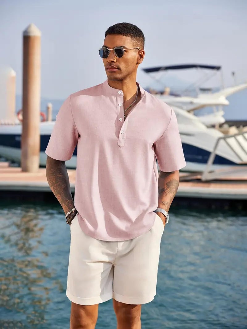 Lymio Regular Fit Shirt for Men|| Men Stylish Shirt (Short-Kurta-03-04-Chiku-Pink-2XL) - Image 5