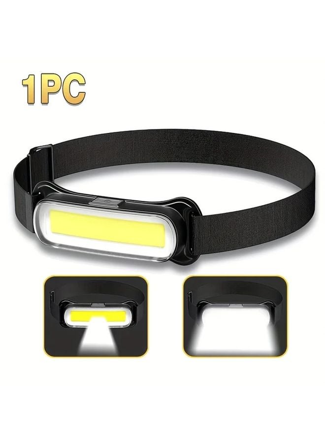 1pc COB Emergency Headlamp USB Rechargeable Headlight ABS Camping Lamp - Image 1