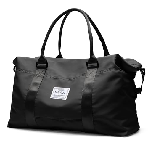 HYC00 Travel Duffel Bag,Weekender Overnight Bag for Women,Carry-on Bag with Wet Pocket,Gym Bag,Extra Large,Black - Image 1