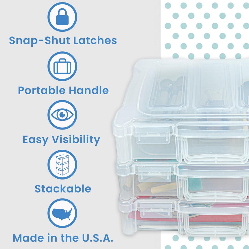 ArtBin 6913ZZ 12" x 12" Portable Art & Craft Organizer with Handle 3-Pack, [3] Plastic Storage Cases, Clear - Image 3
