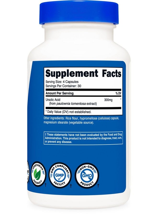 حمض أورسوليك نيوتريكوست 300 مجم، 120 كبسولة - نباتي، غير معدّل وراثيًا، خالٍ من الجلوتين، خالٍ من الصويا - Image 5