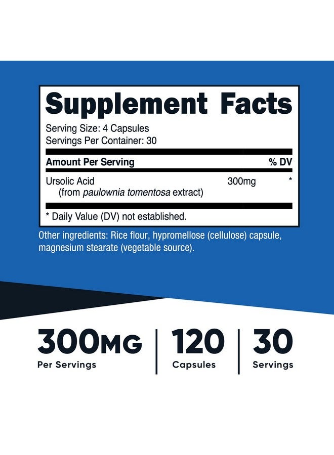 حمض أورسوليك نيوتريكوست 300 مجم، 120 كبسولة - نباتي، غير معدّل وراثيًا، خالٍ من الجلوتين، خالٍ من الصويا - Image 2