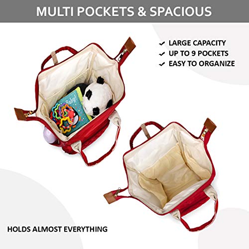PACKNBUY Stylish Diaper Bag for Mothers for Travel with Changing Mat, Maternity Bag with Insulated Bottle Pockets and Multiple Pockets Baby Diaper Bag to Store Newborn Baby Products (Maroon Red) - Image 4