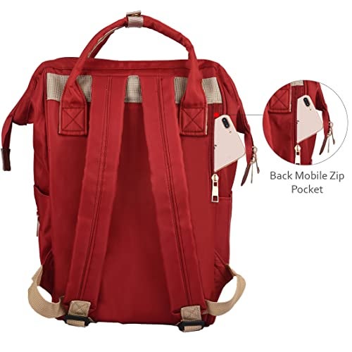 PACKNBUY Stylish Diaper Bag for Mothers for Travel with Changing Mat, Maternity Bag with Insulated Bottle Pockets and Multiple Pockets Baby Diaper Bag to Store Newborn Baby Products (Maroon Red) - Image 5