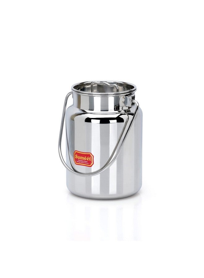 Sumeet Stainless Steel Akhand - Jointless Milk Can/Oil Can/Milk Barni/Oil Pot with Lid, 2000ML capacity, 13Cm Dia, Silver - Image 1