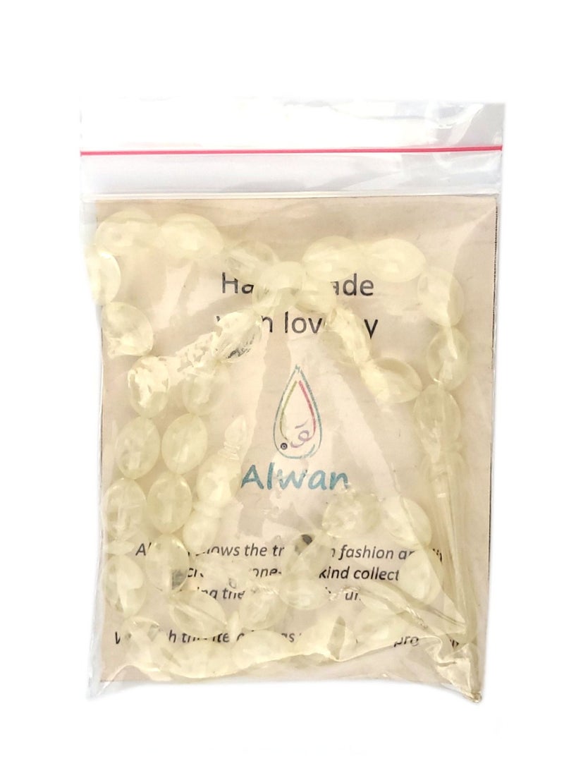 Alwan - 33 Count Muslim Prayer Beads - White - Image 1
