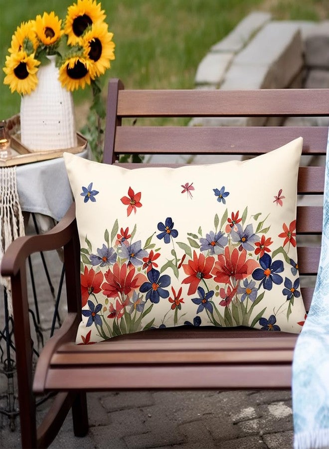 RABUSOFA 4th of July Decorations Pillows Decorative Throw Pillows 12x20,Floral Fourth of July Throw Pillow Covers,Patriotic Pillows Memorial Day Decor Independence Day for Outdoor Couch - Image 5