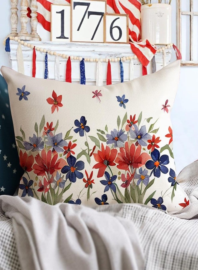 RABUSOFA 4th of July Decorations Pillows Decorative Throw Pillows 12x20,Floral Fourth of July Throw Pillow Covers,Patriotic Pillows Memorial Day Decor Independence Day for Outdoor Couch - Image 3