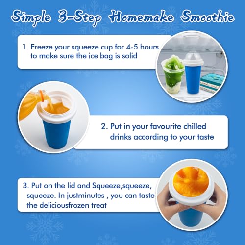 Firjuty Slushy Maker Cup,DIY Magic Slushie Makers Squeeze Cups, Portable Smoothie Squeeze Cups for Juices, Milk and Ice Cream Make,Double Layer Squeezes Slushie Maker Cup, Birthday Gifts for Mom Dad & Friends - Image 4