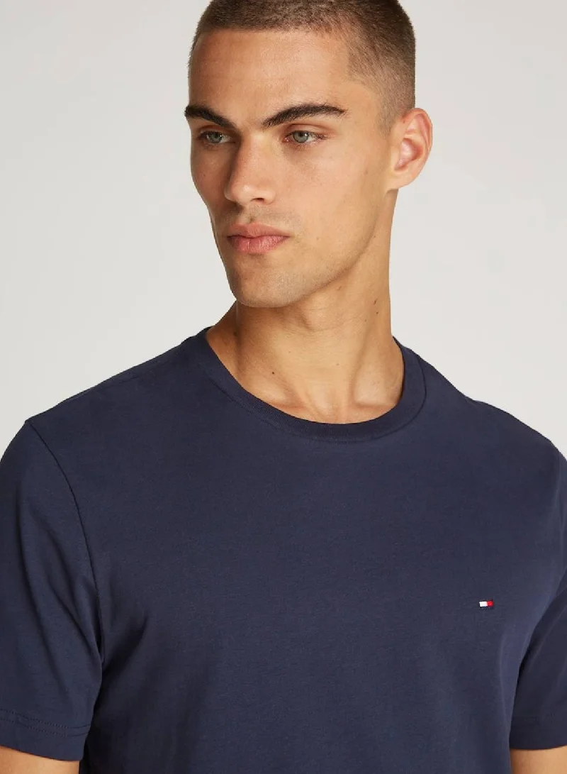 TOMMY HILFIGER Flag Embroidery Crew Neck T-Shirt