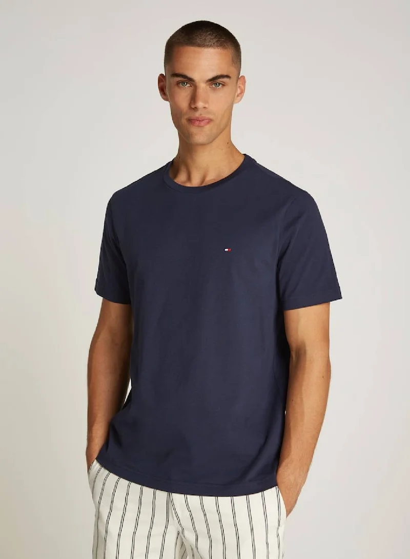 Flag Embroidery Crew Neck T-Shirt