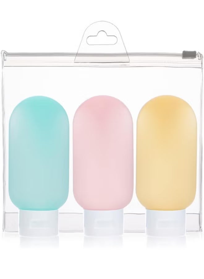 زجاجات سفر لمستحضرات التجميل ، مجموعة من 3 قطعة من الزجاجات المانعة للتسرب وقابلة لاعادة الملء، زجاجات بلاستيك فارغة بحجم مناسب للسفر للشامبو والبلسم ومستحضرات التجميل وجل الاستحمام - Image 1