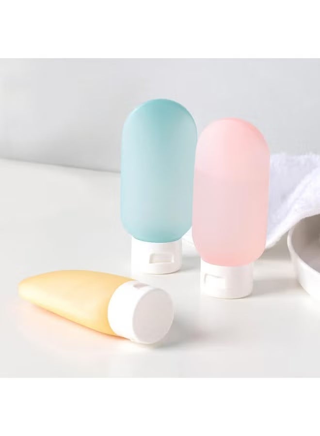 زجاجات سفر لمستحضرات التجميل ، مجموعة من 3 قطعة من الزجاجات المانعة للتسرب وقابلة لاعادة الملء، زجاجات بلاستيك فارغة بحجم مناسب للسفر للشامبو والبلسم ومستحضرات التجميل وجل الاستحمام - Image 2