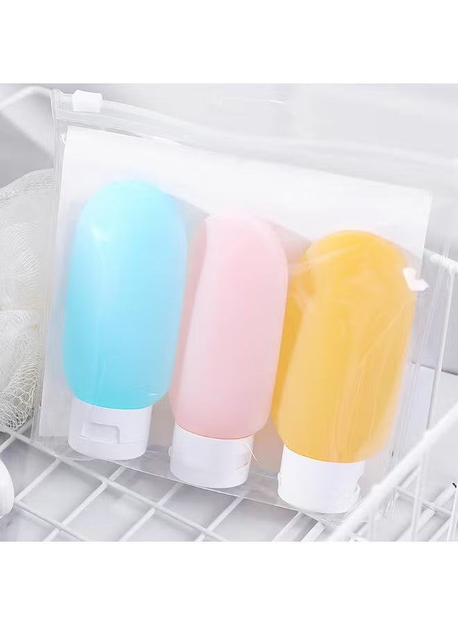 زجاجات سفر لمستحضرات التجميل ، مجموعة من 3 قطعة من الزجاجات المانعة للتسرب وقابلة لاعادة الملء، زجاجات بلاستيك فارغة بحجم مناسب للسفر للشامبو والبلسم ومستحضرات التجميل وجل الاستحمام - Image 3