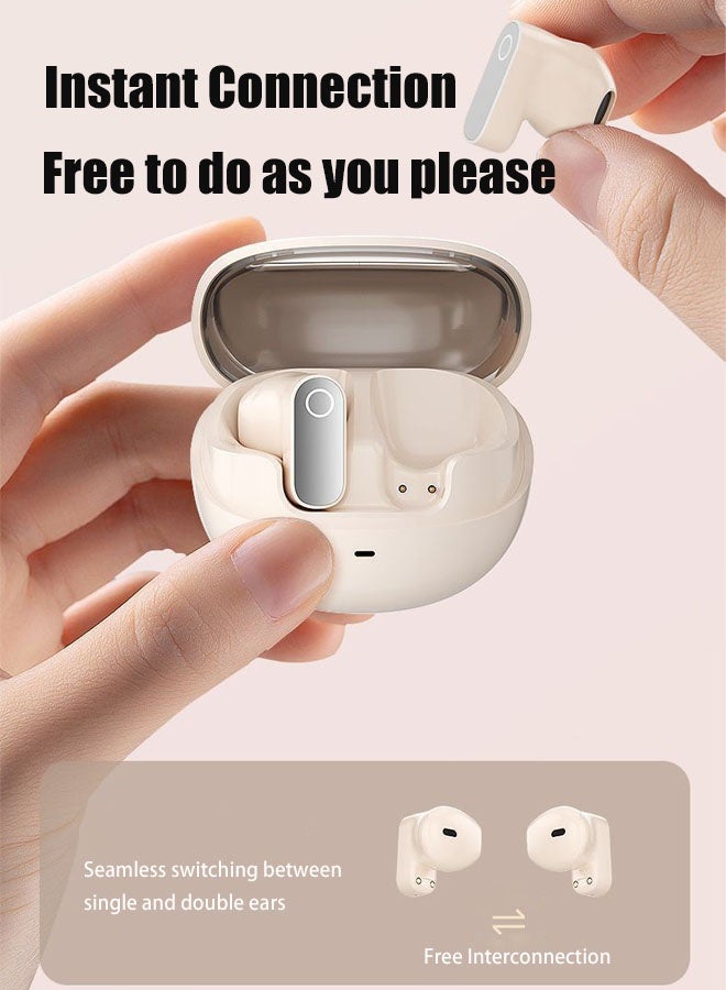 Hanayo Wireless Earphones In Ear Headphones Bluetooth 5.4 Wireless Headset with Headphone Case Lightweight Hands-free Suitable for Outdoor Sports(Beige) - Image 5