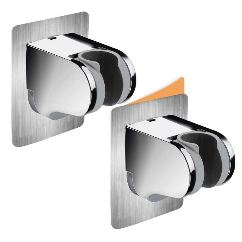 Ho2Me 2 Pack No Drilling On Wall Mounted Shower Bracket For Handheld Shower Head  Strong Self Adhesive And Waterproof Shower Head Holder Adjustable To Meet Any Space Bathroom  Chrome - Image 1
