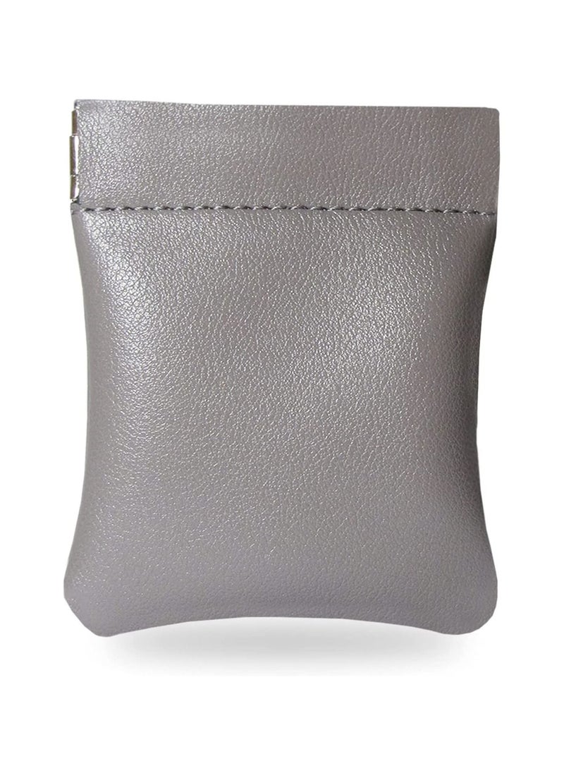 LeArt Leather Squeeze Coin Pouch for Men & Women | Coin Purse | Coin Holder | For Coins, Keys, Earphones, Cards, AirPods, Rosary | Great Gifting Option (Dark Grey)  - Image 1