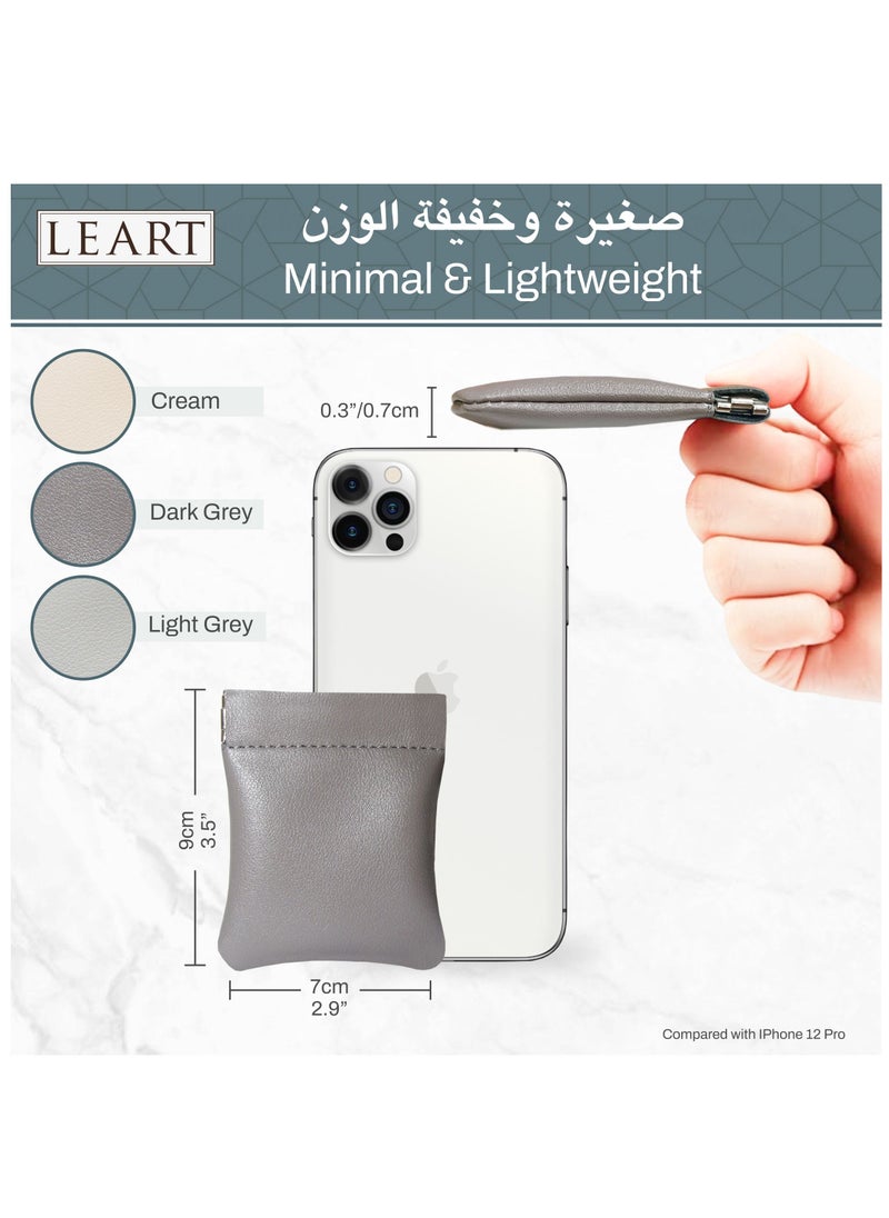 LeArt Leather Squeeze Coin Pouch for Men & Women | Coin Purse | Coin Holder | For Coins, Keys, Earphones, Cards, AirPods, Rosary | Great Gifting Option (Dark Grey)  - Image 5