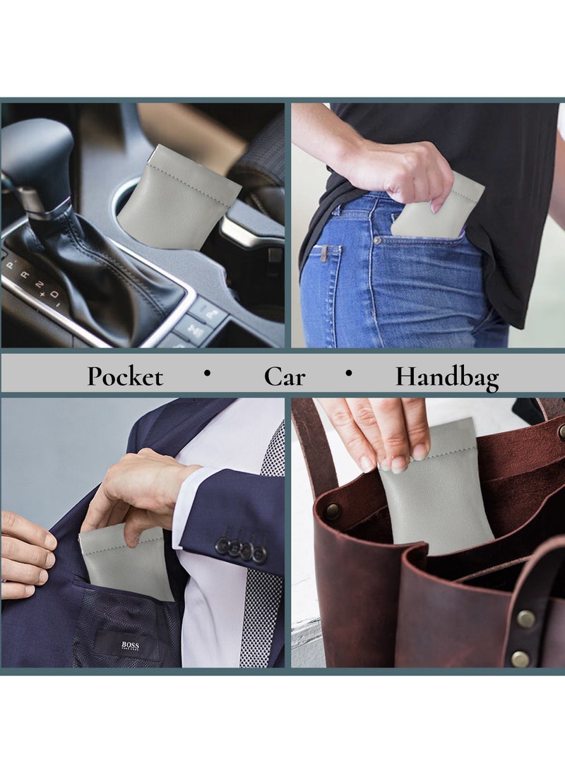 LeArt Leather Squeeze Coin Pouch for Men & Women | Coin Purse | Coin Holder | For Coins, Keys, Earphones, Cards, AirPods, Rosary | Great Gifting Option (Dark Grey)  - Image 2