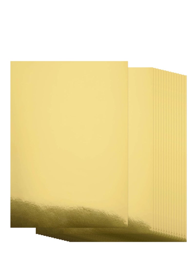 Metallic Gold Cardstock Paper, 50pcs of 8.5”x11” (250 GSM) - Gold Paper Foil Board, Mirror Finish Surface – Die Cut and Plotter Compatible - Perfect for Crafting, Invitations & Decorations