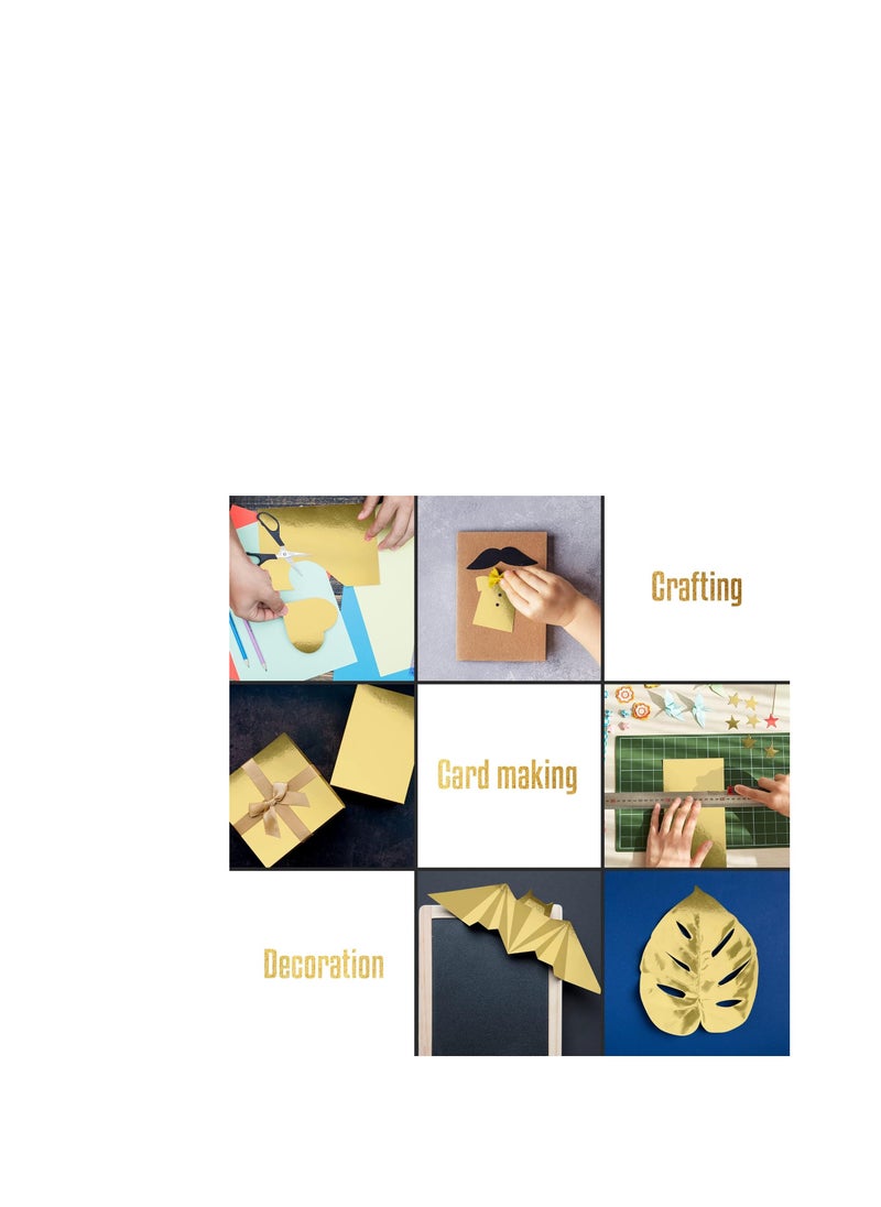 Metallic Gold Cardstock Paper, 50pcs of 8.5”x11” (250 GSM) - Gold Paper Foil Board, Mirror Finish Surface – Die Cut and Plotter Compatible - Perfect for Crafting, Invitations & Decorations