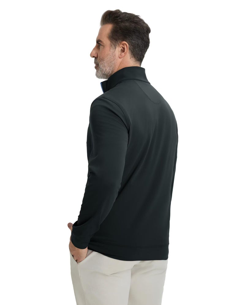 M MAELREG Mens Pullover Quarter Zip Moisture Wicking Stretch Midlayer Golf Half Zip Pullover Mens Sweatshirt Dark Grey - Image 5