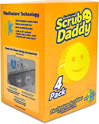 Scrub Daddy Original Scrub Daddy Sponge - Scratch Free Scrubber for Dishes and Home, Odor Resistant, Soft in Warm Water, Firm in Cold, Deep Cleaning Kitchen and Bathroom, Multi-use, Dishwasher 4ct - Image 1
