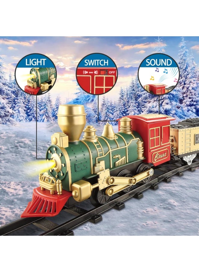 واحة الألعاب مجموعة قطار كلاسيكي للأطفال – قطار كهربائي مكوّن من 12 قطعة مع أضواء وأصوات ومسار ولعبة قاطرة تعمل بالبطارية للأطفال من عمر 3 سنوات فأكثر - Image 2