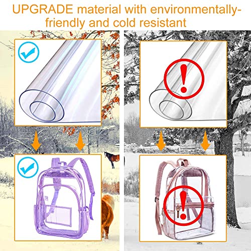 gxtvo Clear Backpack, Heavy Duty Transparent Bookbag, See Through Backpacks for Women Men- Purple - Image 4
