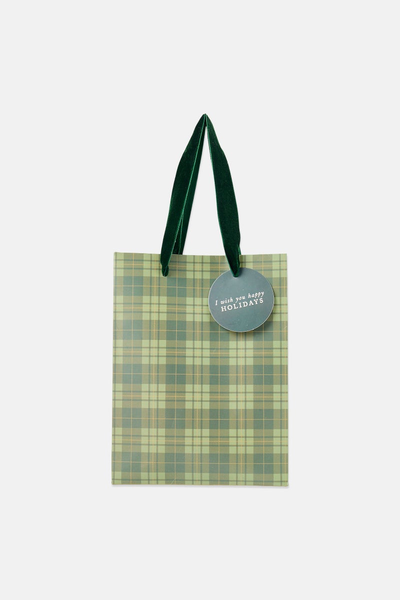 Muy Mucho Plaid Christmas Gift Paper Bag, Multicolor - Image 1