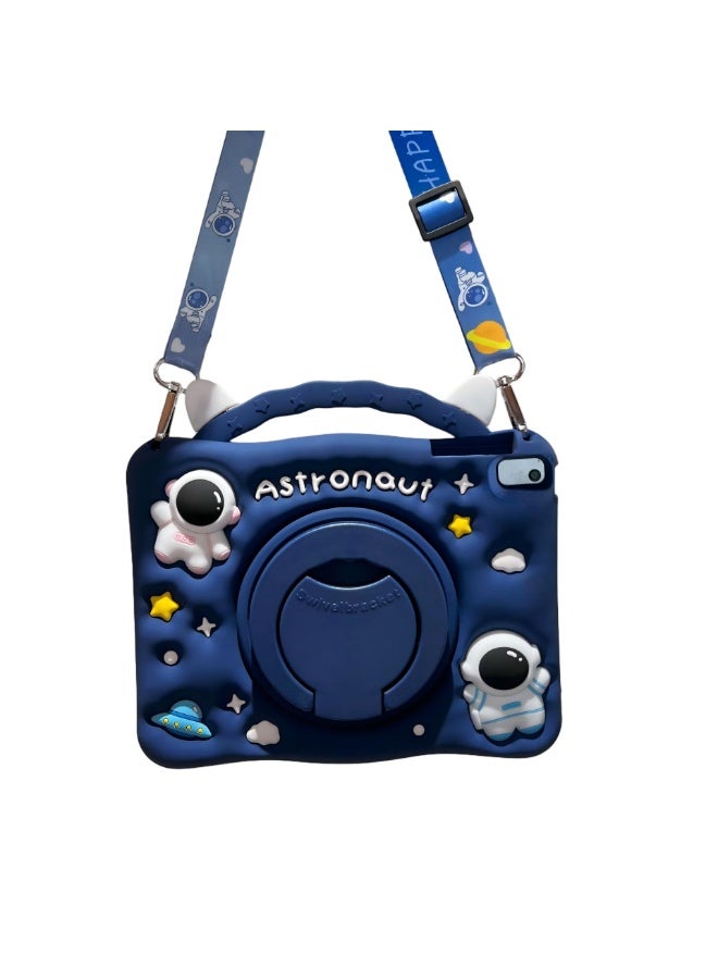 iPad 10.2 inch 7th 8th 9th generation Kids Case with Pen Slot and Portable Handle Stand Compatible with iPad 10.2-inch Tablet (2019/2020/2021) (Astronaut Blue) Cute Shockproof ipad 10.2 Kids Silicone Tablet Case cover - Image 5