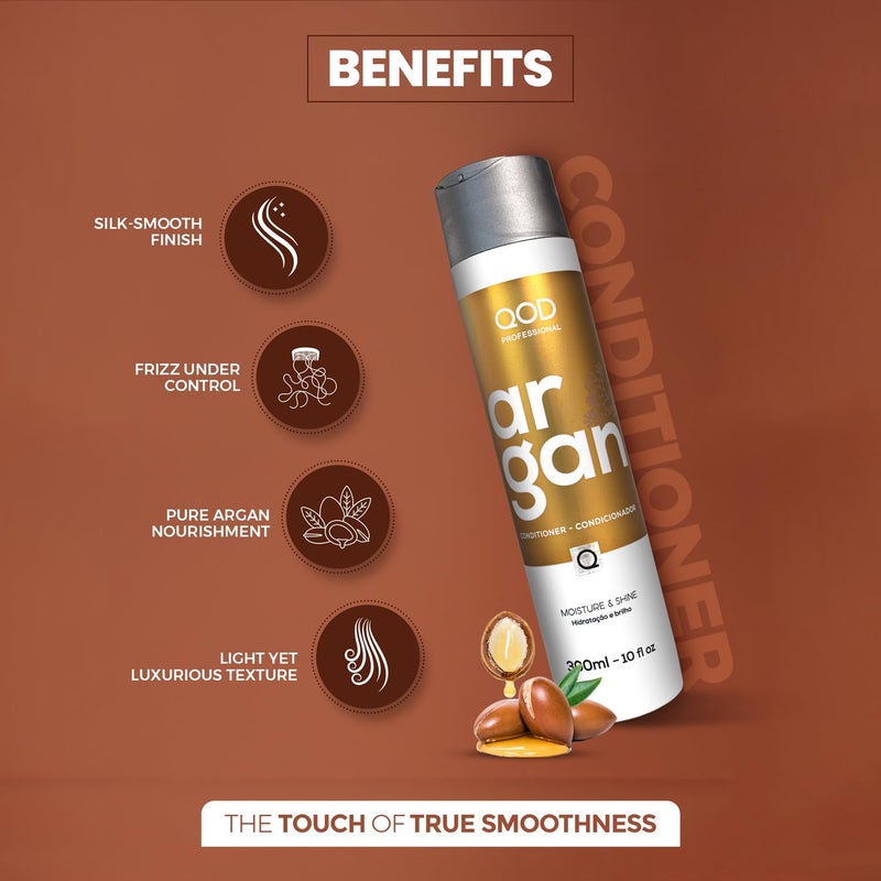QOD PRO Argan Conditioner | For Dry, Damaged, Frizzy and Dull Hair | Promotes Shine and Softness | With Argan Oil| 300ML - 10fl oz - Image 4