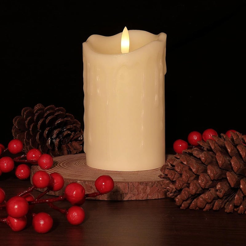 Skoolster Skoolster LED Melted Wax Candle Set 3 pcs Set Flickering Flame Premium Elegant Candles for Home Decor Festive Diwali Decor 
