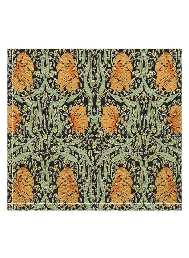 YSWOW William Morris Placemats Farmhouse Sage Green Orange Vintage Floral Art Printed Dining Table Mats Set of 4 for Home Kitchen Holiday Picnic Party Decoration 12x18in - Image 5
