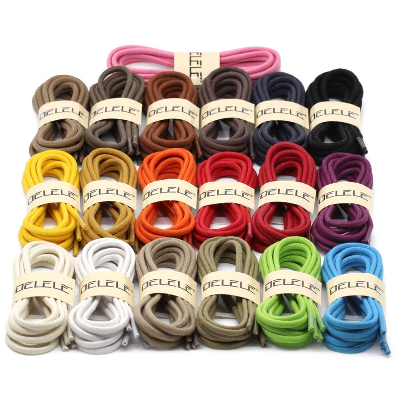 DELELE Round Cotton Waxed Shoelaces: 7/50 Inches Khaki Dress Shoe Laces for Boot 2 Pair 35 inch - Image 5