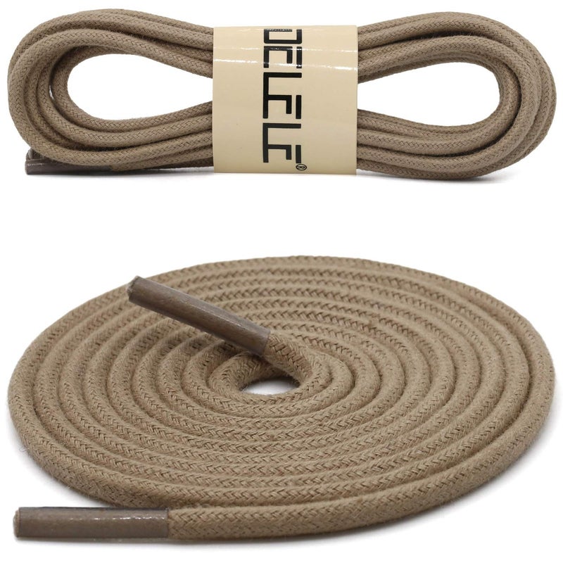 DELELE Round Cotton Waxed Shoelaces: 7/50 Inches Khaki Dress Shoe Laces for Boot 2 Pair 35 inch - Image 2
