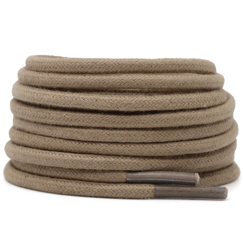 DELELE Round Cotton Waxed Shoelaces: 7/50 Inches Khaki Dress Shoe Laces for Boot 2 Pair 35 inch - Image 1