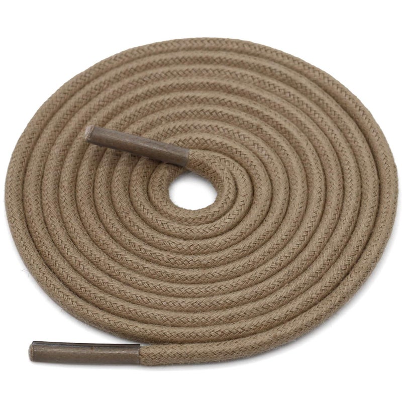 DELELE Round Cotton Waxed Shoelaces: 7/50 Inches Khaki Dress Shoe Laces for Boot 2 Pair 35 inch - Image 3