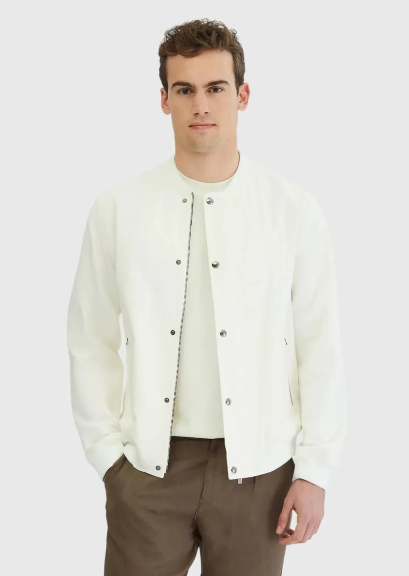 رامسي معطف منسوج كاجوال بلون بيج فاتح، بقصة عادية وياقة عالية