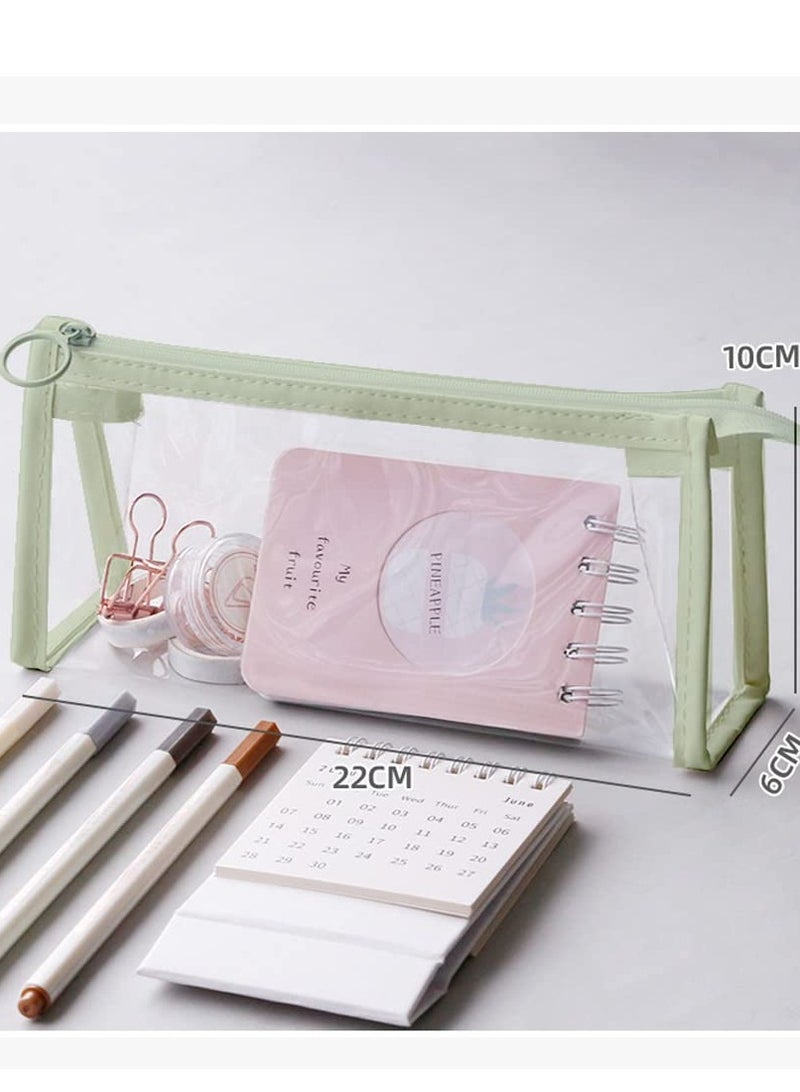DURKU 2pcs Clear Pencil Cases, Bag Pen Holder Stationery Dual Zipper Organizer Makeup Pouch, Waterproof PVC Zippered Cosmetic Storage Pouch for adults Teen - Image 3