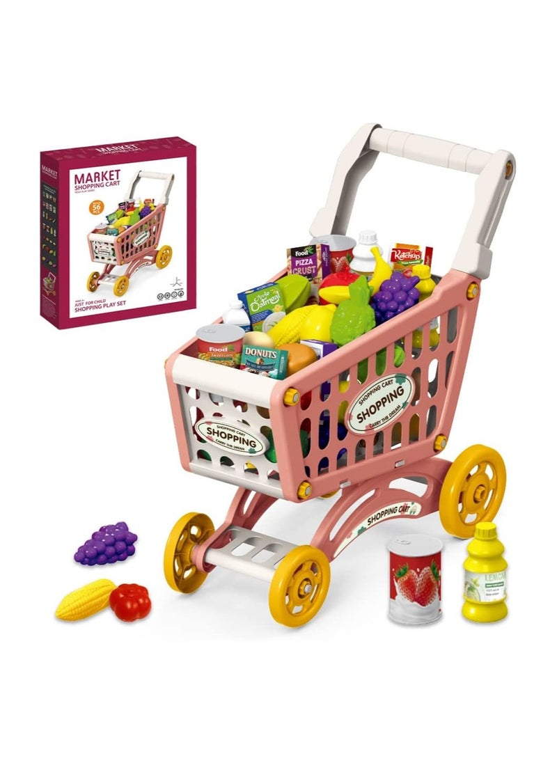 TOY GARDEN - Little Story Role Play Market Shopping Cart Toy Set (56 Pcs) - Pink - Image 1