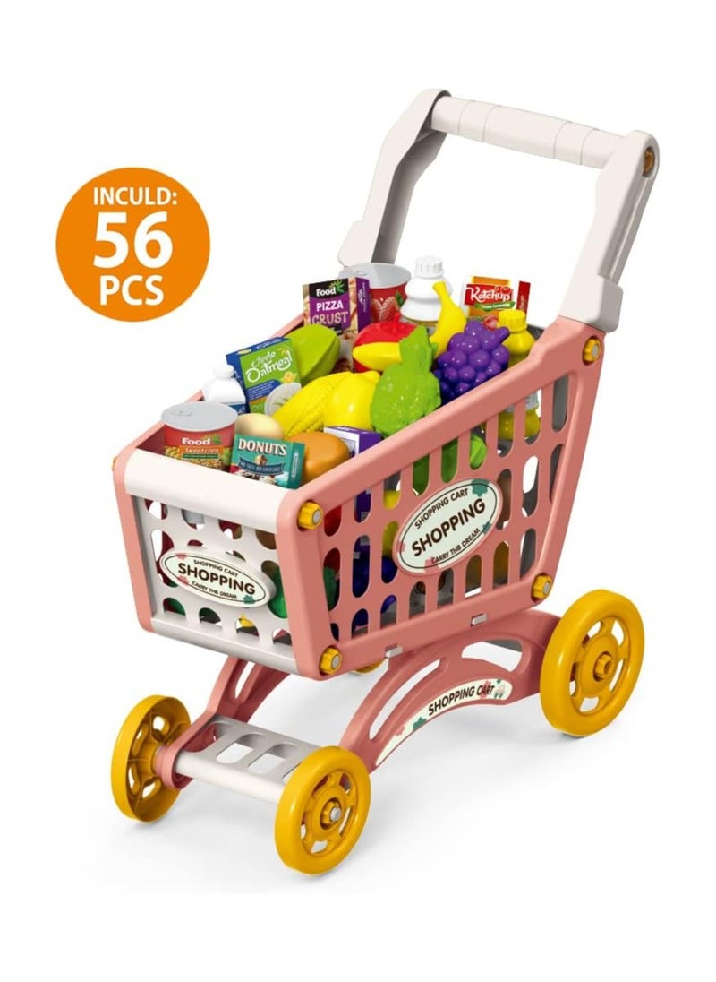 TOY GARDEN - Little Story Role Play Market Shopping Cart Toy Set (56 Pcs) - Pink - Image 1