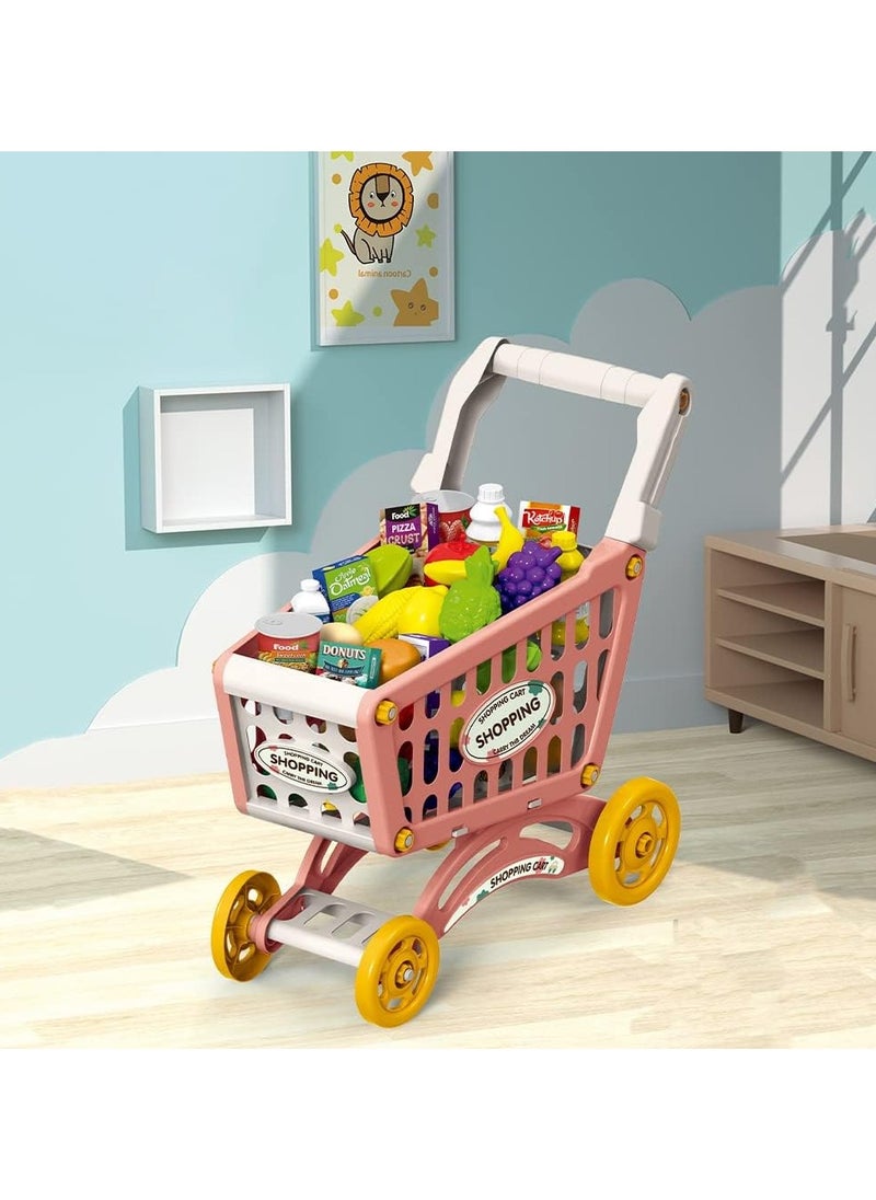 TOY GARDEN - Little Story Role Play Market Shopping Cart Toy Set (56 Pcs) - Pink - Image 1