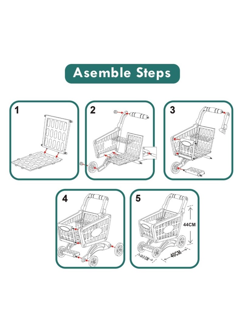 TOY GARDEN - Little Story Role Play Market Shopping Cart Toy Set (56 Pcs) - Pink - Image 1