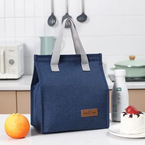 Nibbler Thermal Insulated Travel Lunch Tiffin Storage Bag Organiser Leak-Proof Hot Cold Lunch Bag Reusable Tote Bag with Aluminum Foil for School Picnic Office Outdoor (Deep Blue) - Image 3