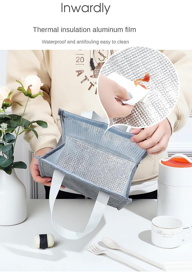 Nibbler Thermal Insulated Travel Lunch Tiffin Storage Bag Organiser Leak-Proof Hot Cold Lunch Bag Reusable Tote Bag with Aluminum Foil for School Picnic Office Outdoor (Deep Blue) - Image 4
