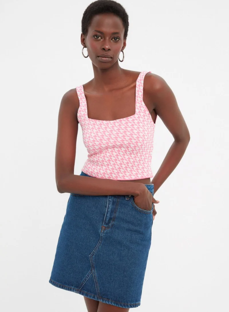trendyol Strappy Printed Crop Top