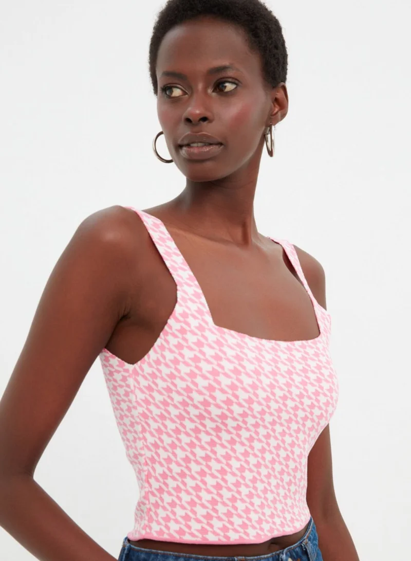 trendyol Strappy Printed Crop Top
