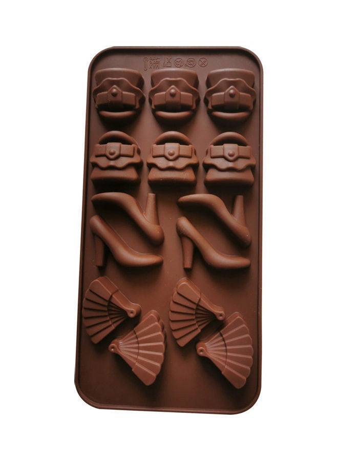 NIBEMINENT High Heeled Shoes Shaped Silicone Chocolate Mould Brown 11 x 22cm  - Image 1